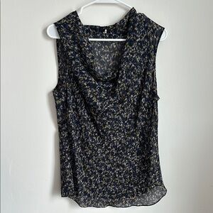 Theory Black Draped Sleeveless Blouse